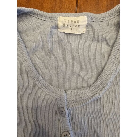 Urban nation baby t ribbed small blue long sleeve crop Y2k 100%cotton - Picture 3 of 9